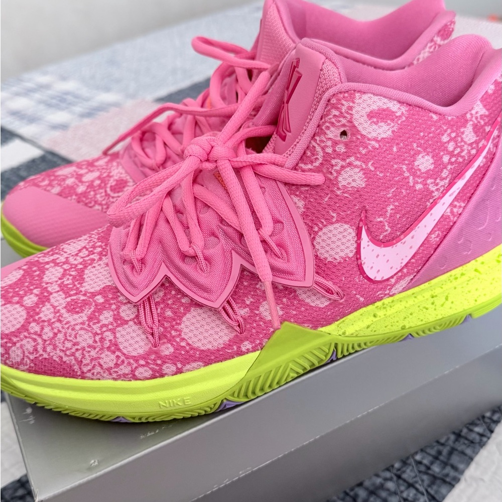 Nike Kyrie 5 Kids Sneakers - Pink and Neon Green - Picture 6 of 9
